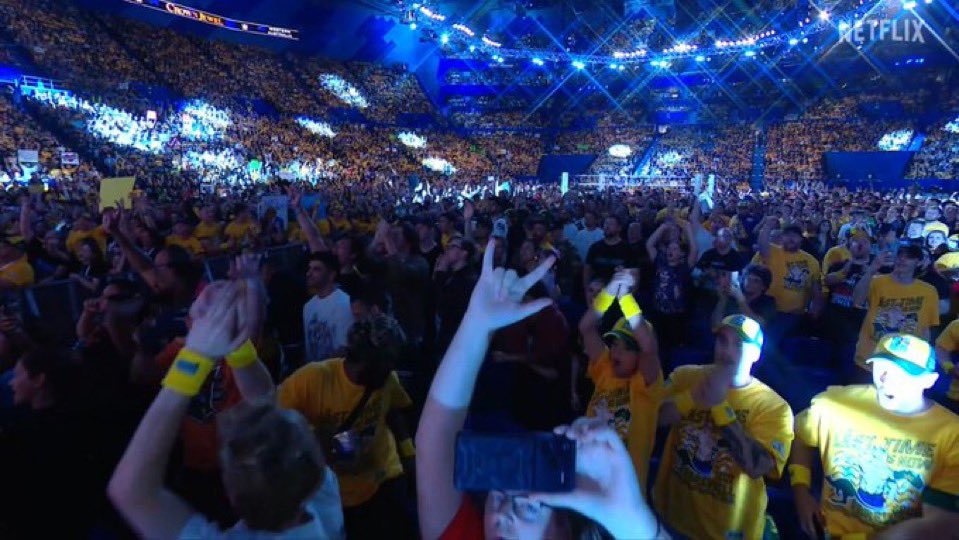 reigns_era's tweet image. Look at all the John Cena shirts man.

Crowd knows what’s up 

#WWECrownJewel