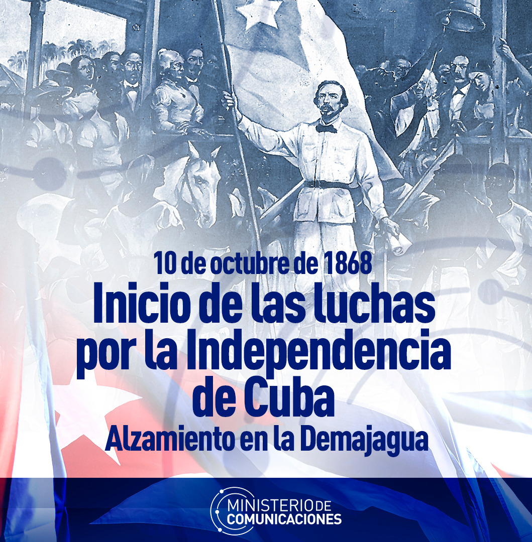 ¡10 de octubre, día grande en #CubaViveEnSuHistoria! Con el alzamiento de Carlos Manuel de Céspedes en La Demajagua, quien le dio la libertad a sus esclavos y los llamó a la lucha, comenzó el camino de la definitiva independencia de #Cuba.