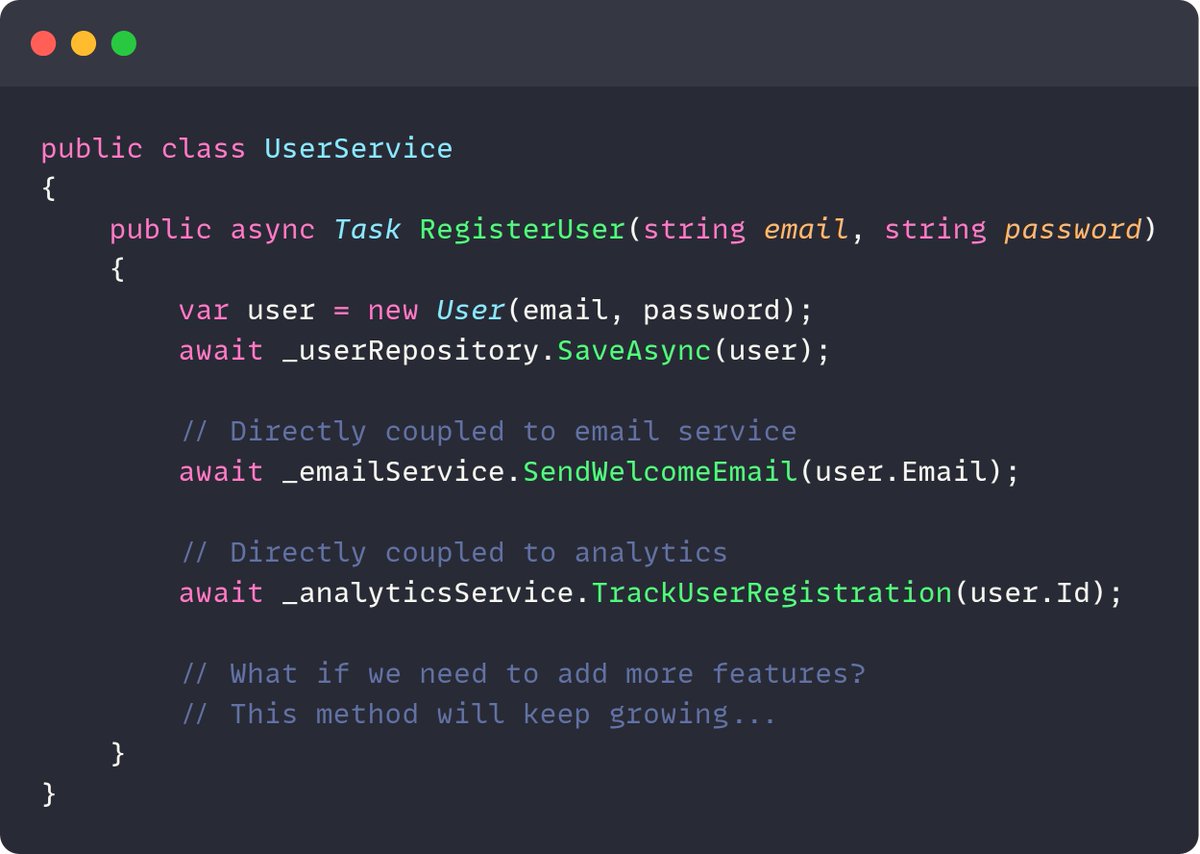 mjovanovictech's tweet image. How can you make this code more loosely coupled?