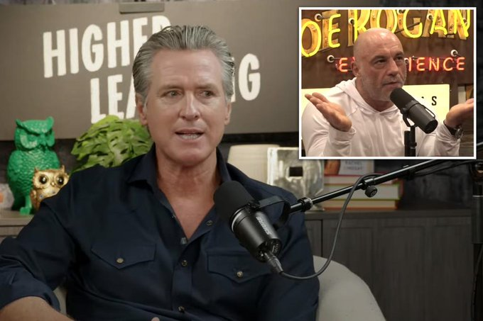 OwenGregorian's tweet image. Gavin Newsom claims he’s ‘punching back’ at ‘son of a bitch’ Joe Rogan in vulgar plea to appear on his show: ‘Have me on’ | Brad Appleton, New York Post

Chest-puffing California Gov. Gavin Newsom boasted that he was “punching back” at “son of a bitch” Joe Rogan as he made an…