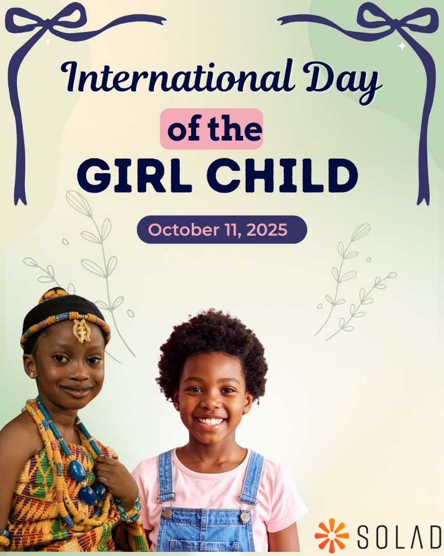 Every girl has the power to shape the world, to lead, inspire, and create lasting change. 💪🏽

This year’s theme, “The girl I am, the change I lead,” reminds us that when girls are empowered, communities thrive. 

#DayOfTheGirl #InternationalDayOfTheGirlChild #GirlsLead #Solad