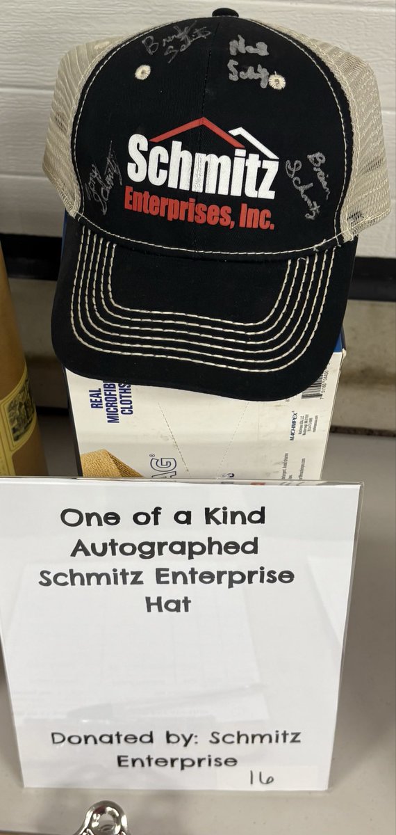 Sneak peek at the top prize for the silent auction.  Autographed Schmitz Enterprises hat. Bring your checkbooks or give Mr. Romer a call at the bank to take out a loan for this rare collectible.  It’s 1 of 1.  Come on out for a wonderful cause, awesome  bands and great atmosphere