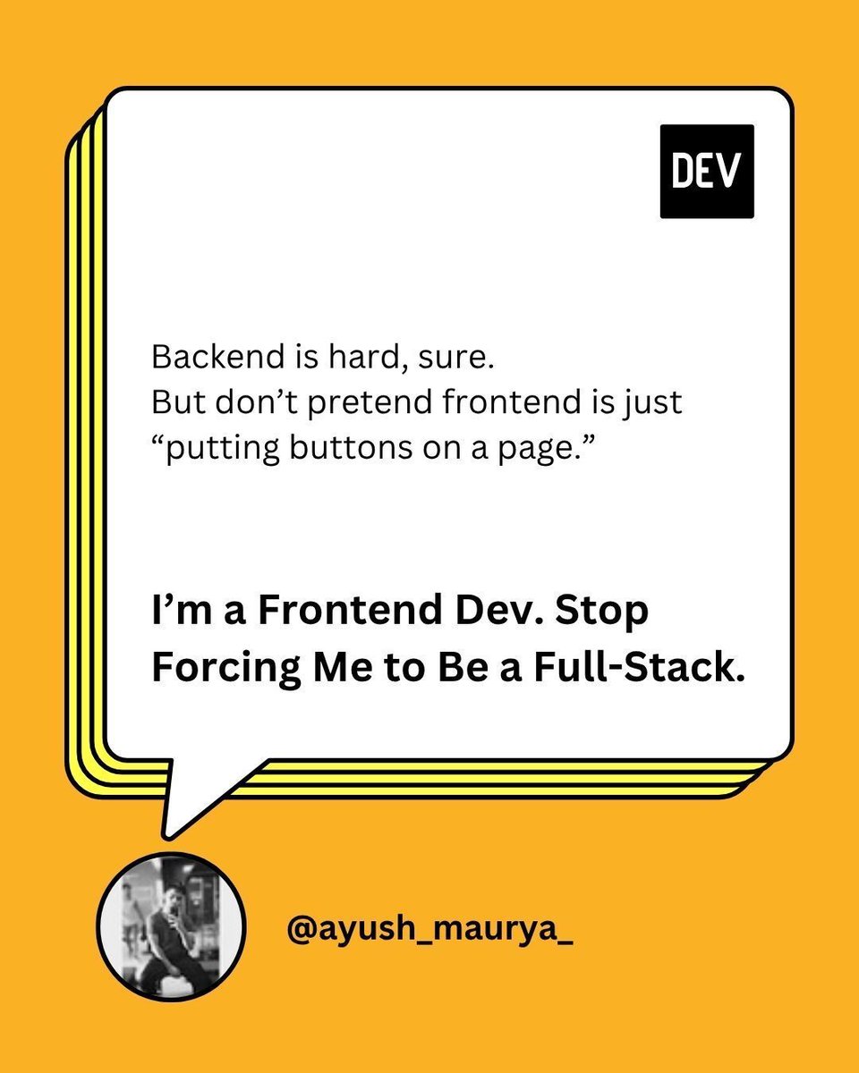 ThePracticalDev's tweet image. Are Frontend devs being asked to do too much? @ayushmaurya461 shares thoughts.

What do you think?

Read it here: dev.to/ayush_maurya_/…