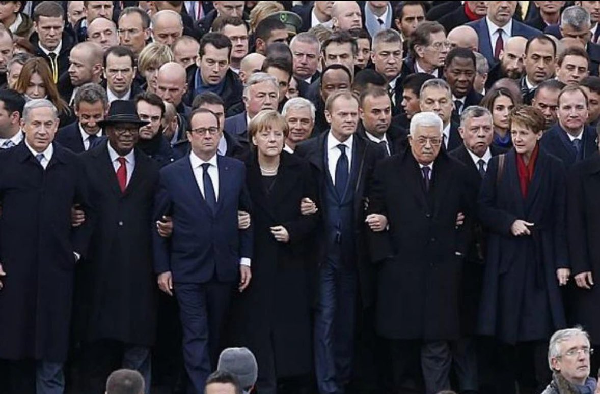 mhdksafa's tweet image. When 12 people were killed in Charlie Hebdo attacks, World Leaders thronged to Paris for a Solidarity March.

But no world leader has organised a march to protest killing more than 67,173 civilians, 20,179 children, 376 UN aid workers, and 254 journalists in Gaza.