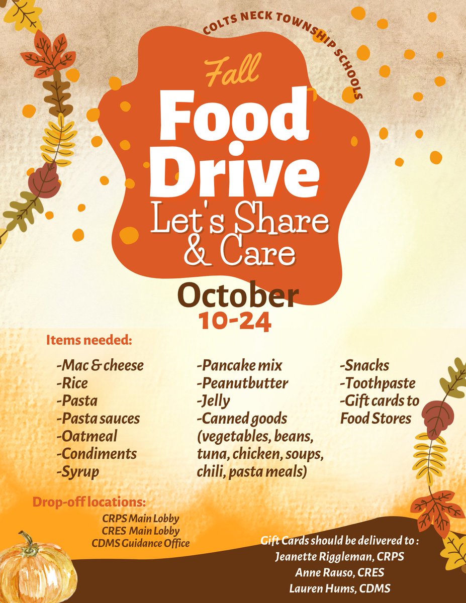 Together, we can make a difference! 🥫💛 Throughout October, we’re collecting food, non-perishable items and gift cards to support local families in need. Every donation counts — thank you for helping our community stay strong!