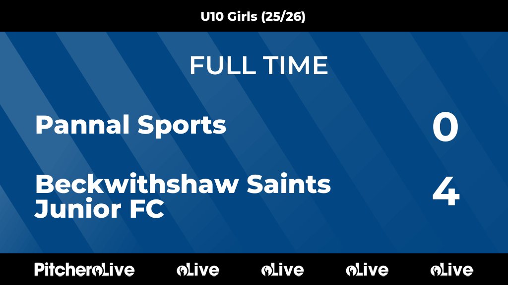 FULL TIME: Pannal Sports 0 - 4 Beckwithshaw Saints Junior FC
#PANBEC #Pitchero
bsjfc.co.uk/teams/278390/m…
