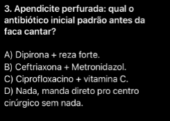 peurigo's tweet photo. pedi pra o chat gpt me ajudar a gravar clínica cirúrgica com questões engraçadas e olha o que ele me lança KKKKKKKKKKKKKK https://t.co/E9pqTw5eru