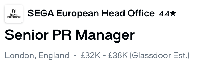 🚨JUST IN: Sports Interactive are looking for a Senior PR Manager...