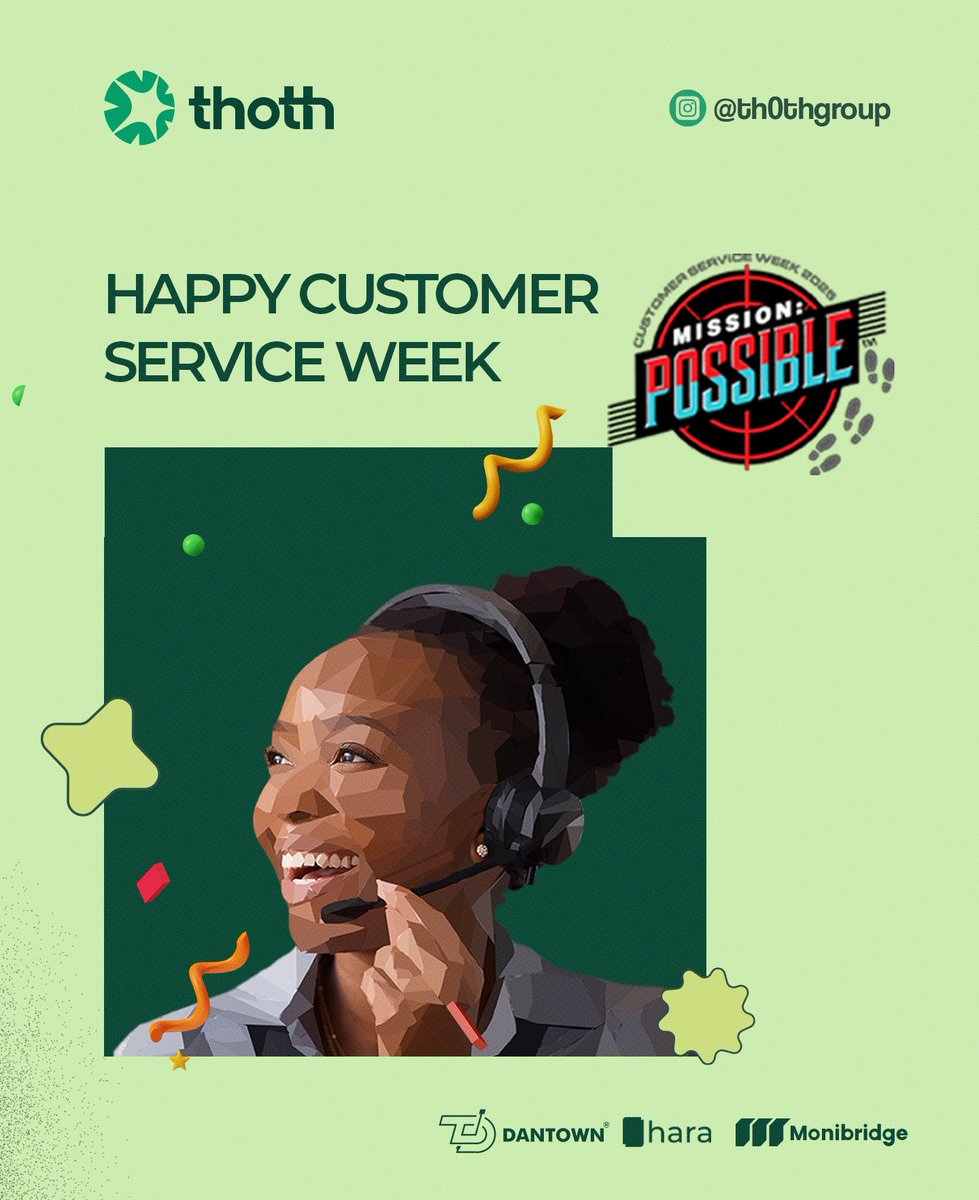 mrigwegoodnews's tweet image. Behind every satisfied customer is a team of dedicated service heroes who make the mission possible.
This week, we celebrate the faces and voices that keep our users happy, informed, and connected.
Thank you for being the heart of Thoth. 💚
#CustomerServiceWeek #MissionPossible…