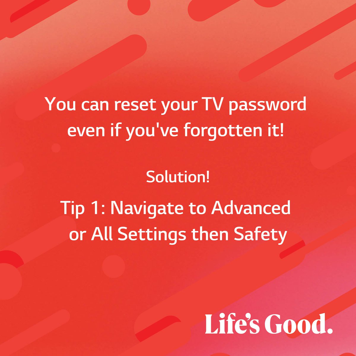 LGAfrica1's tweet image. Can’t access your LG Smart TV because you forgot your password? 

The good news is, you don’t need to panic or call for help —just follow these steps.

#LGTV #LGTips #TVPasswordReset #LGElectronics #LifesGood #LGQNEDTV #LGOLEDTVs