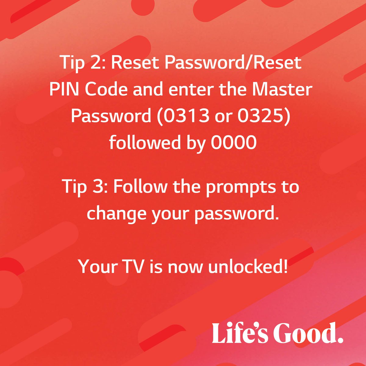 LGAfrica1's tweet image. Can’t access your LG Smart TV because you forgot your password? 

The good news is, you don’t need to panic or call for help —just follow these steps.

#LGTV #LGTips #TVPasswordReset #LGElectronics #LifesGood #LGQNEDTV #LGOLEDTVs