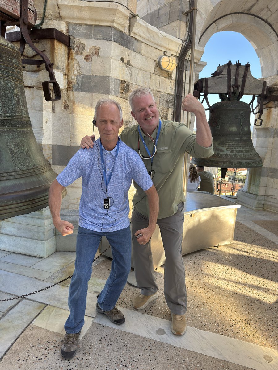 Great visit to the Leaning Tower of Pisa, including pics of Traci below and Allen Ramsey and me playing around on top. I could feel the trip to the top in my legs the rest of the day!