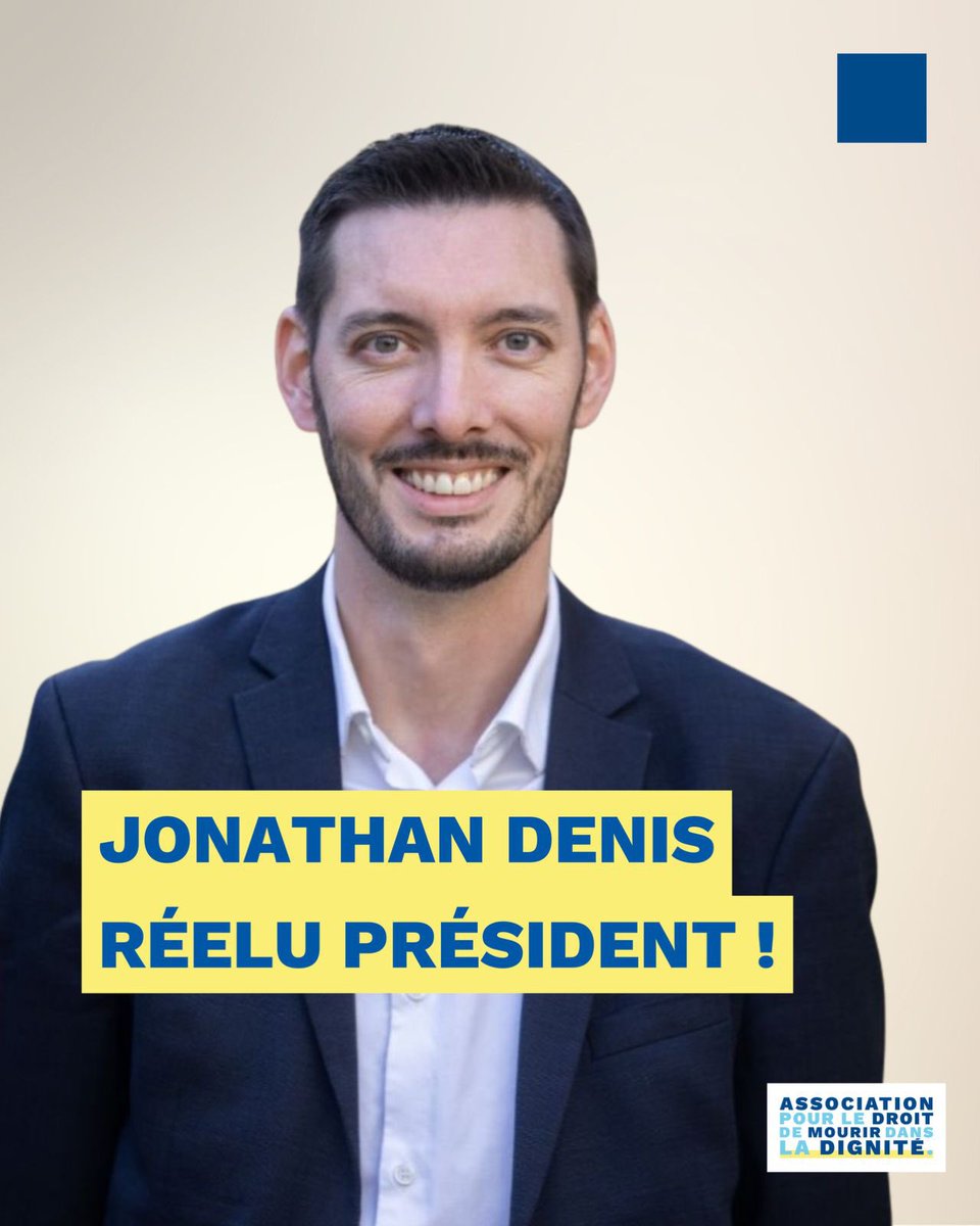 👏🏻 Félicitations à <a href="/JonathanDenis/">Jonathan Denis</a> réélu par les adhérents Président de l’Association pour le Droit de Mourir dans la Dignité ! 
#Admd45Ag 
#FindeVie 
#Liberté
