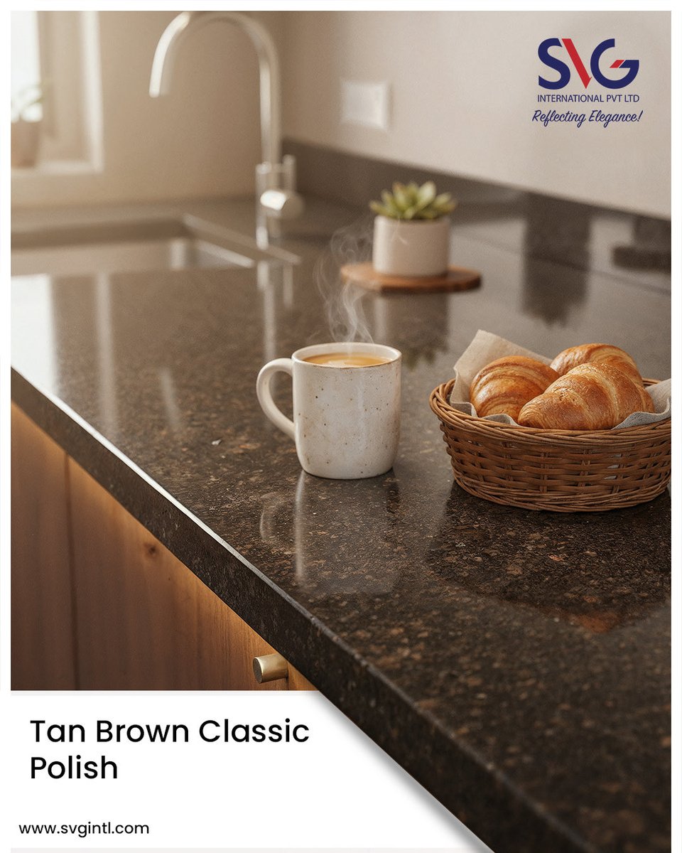 SVGINTL's tweet photo. Everyday moments deserve timeless surfaces.
Introducing Tan Brown Classic Polish  a natural granite that blends deep chocolate tones with golden highlights, creating warmth and sophistication in every space.

Perfect for kitchens, countertops, and interiors that reflect understated luxury.
Crafted with precision, finished to perfection by SVG International.

🌐 https://t.co/s4w9kmC1m2
#TanBrownGranite #NaturalStone #GraniteDesign #InteriorElegance #SVGInternational #ArchitecturalDesign #StoneSurfaces #LuxuryInteriors #KitchenDesign #CountertopInspiration #GraniteIndia #BuildingExcellence #ReflectingElegance