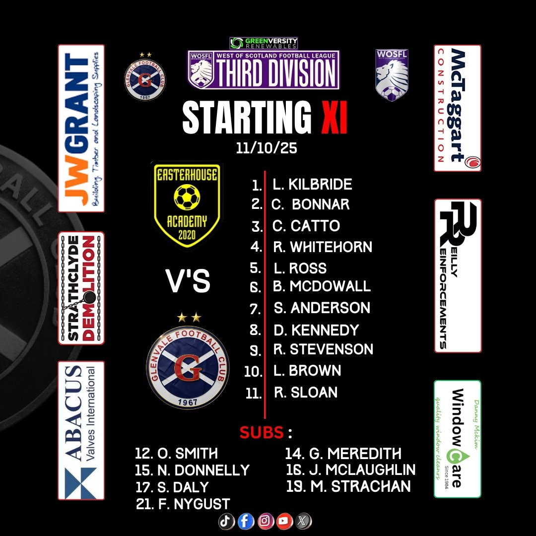Today's Line up v Easterhouse!🟥⬛