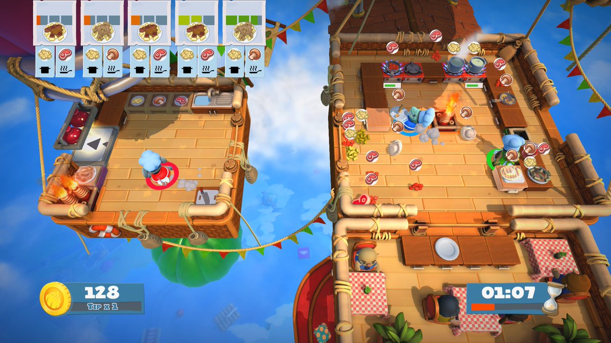 moco_raimugi's tweet image. 久しぶりのovercooked2👨‍🍳
最初のステージのほうはワイワイ楽しくできるんだけど

難しくなるにつれて
総料理長の娘からのお叱りとダメ出しが・・😓

下っ端シェフ（私と旦那）はつらいです😱

#overcooked2
#不穏な空気がうまれる