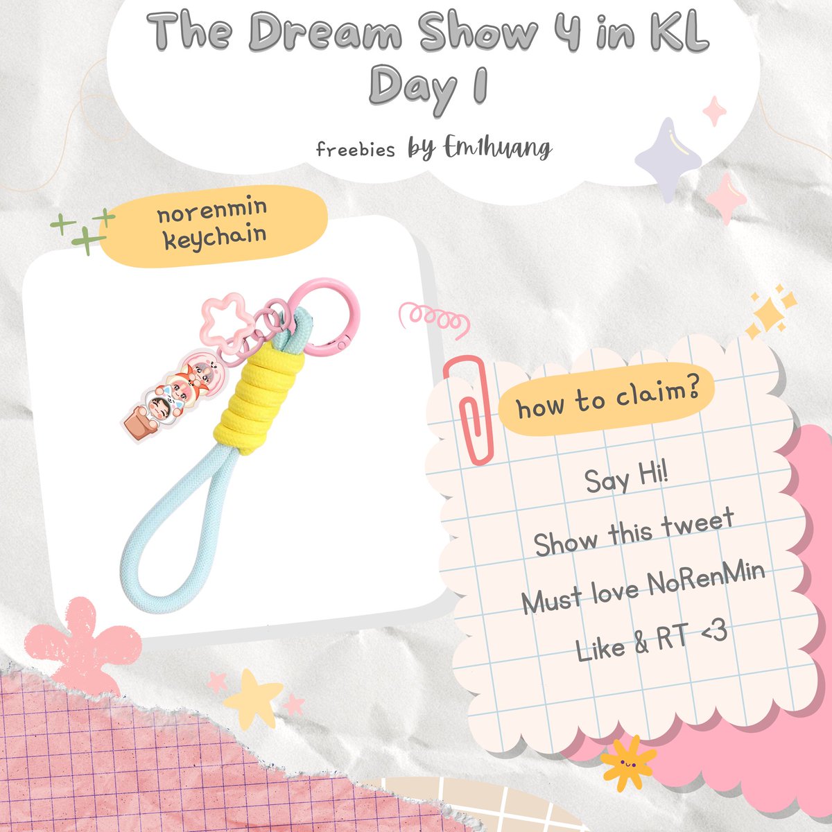 #TDS4inKL freebies by <a href="/em1huang/">ฅ^._.^ฅ 🇵🇸 RENJUNxJANUA</a> 

how to claim: 
⋆.🐶Like &amp; Rt
⋆.🦊say hi to me &amp; show me this post
⋆.🐰Must love NoRenMin 

🗓️ Day 1 (will update for place/spot)

‼️VERY LIMITED QUANTITY 

#THEDREAMSHOW4_KL #THEDREAMSHOW4_in_KUALALUMPUR