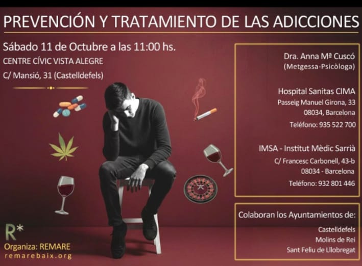 ☝️😊Avui hem assistit a la xerrada “Prevenció i tractament de les addiccions”, organitzada per REMARE al Centre Cívic Vista Alegre.
Una trobada necessària per parlar sense tabús d’una realitat que, en major o menor mesura, pot tocar qualsevol família, qualsevol persona.

Només