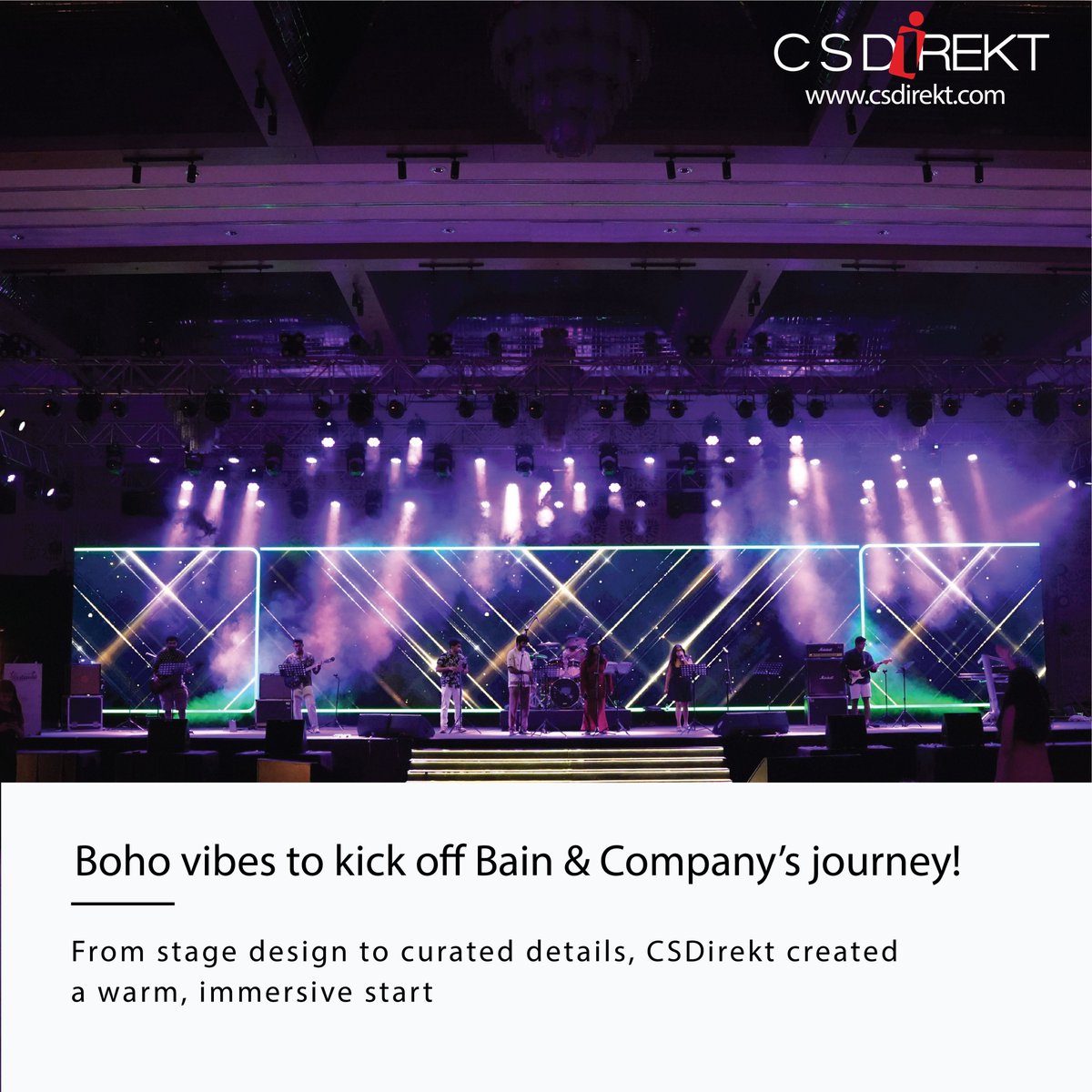CSDirekt1's tweet image. From boho elegance to carnival energy, leadership insights to a musical finale — we created an unforgettable experience at Bain &amp;amp; Company’s Goa Offsite.
700+ attendees | 70-ft LED stage | Sachin-Jigar live | End-to-end by C S Direkt.
#CSDirekt #ExperienceMatters #EventDesign