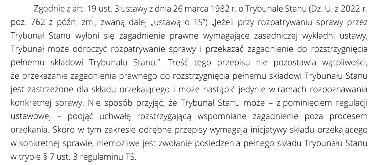 Szerzej o odmowie zwołania pełnego składu Trybunału Stanu, ws. zagadnienia prawnego dot. uchylenia immunitetu Małgorzaty Manowskiej.
Przewodnicząca odmawia.
Trzeci raz.
Uchylenie immunitetu dotyczy właśnie pierwszego niezwołania przez nią pełnego składu TS
rmf24.pl/polityka/news-…