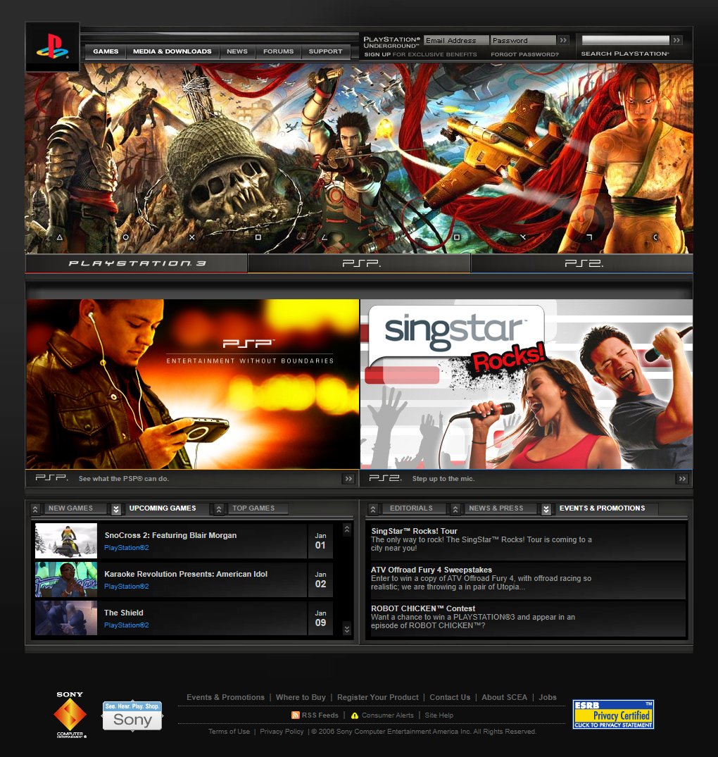 WebDesignMuseum's tweet image. PlayStation website in 2006

#WebDesignHistory