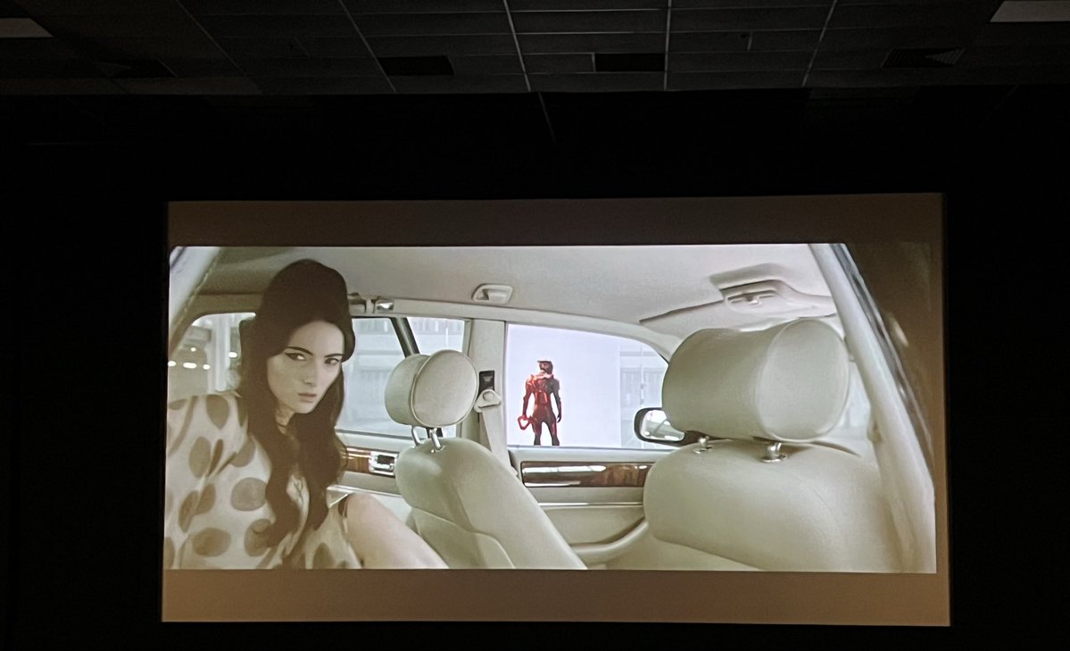 I can let the cat out of the bag now. I threw a private mini premiere of Tron Ares last night for ~100 ppl with PCB art badges, a great photographer, and a preshow hour of cyberpunk music videos with custom #tronares vfx