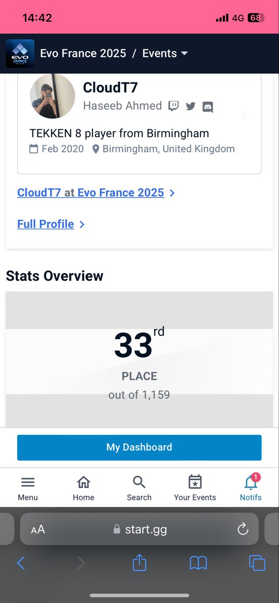 My run ends here at evo France at 33rd place, played really strong wish I closed out better against the players I played but that’s the experience earned, evo is so fucking good I need more tournaments!