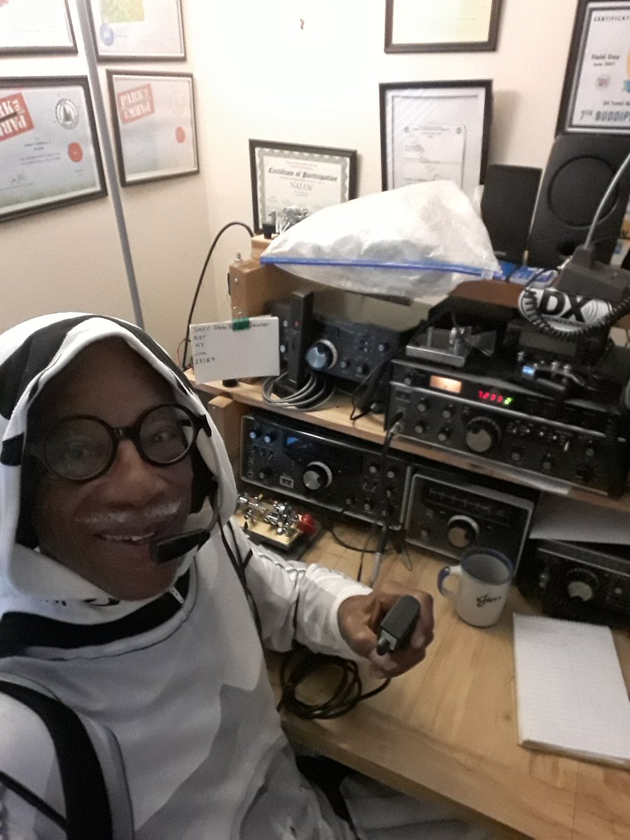 N4JAW's tweet image. Shack is chilly this morning so dawned the Storm Trooper Onesie to attack the horrible 20m #ssb conditions to hunt #parksontheair #pota activator #k2wpa Jim in N.J. Enjoying the power and The Force of #amateurradio #hamradio #hamr