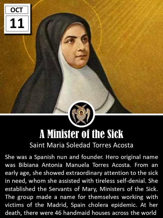 father_rmv's tweet image. Saint Maria Soledad Torres Acosta, born Bibiana Antonia Acosta Torres on December 2, 1826, in Madrid, Spain, emerged as a beacon of compassion in the turbulent social landscape of 19th-century Europe. The second of five children to Francisco Torres, a modest tradesman, and…