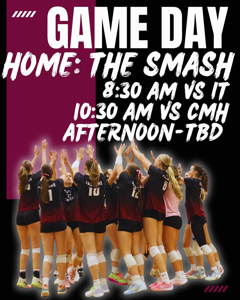 We host the Smash today. Come on out and watch some great volleyball! First round starts at 8:30 am.