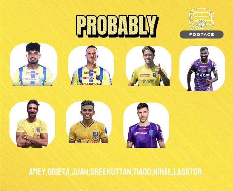 FOOTAGE__0's tweet image. Prediction series (Blasters)
Probably it will be our 36 players including Supercup squad.
Any change want here ?
#KBFC #KeralaBlasters