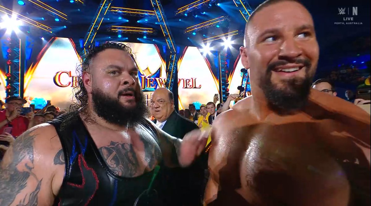 SeanRossSapp's tweet image. This also makes me wonder....what is the kayfabe reason Bronson Reed and Bron Breakker are in the Vision?
Bronson Reed knows he can beat Seth Rollins. Bron Breakker was ready to break through to the main event. Now they can beat the Bloodline without Seth
