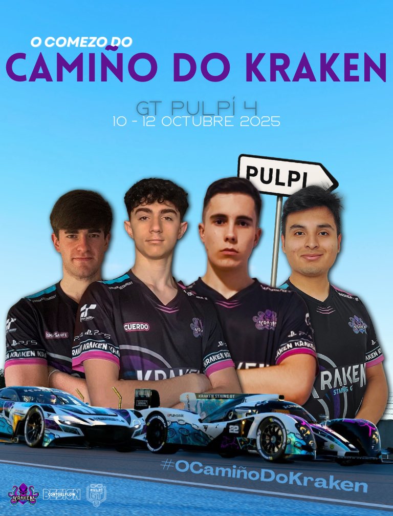 🏁 𝐆𝐓 𝐏𝐔𝐋𝐏𝐈 𝟒 🏁

🚨 ¡Ya estamos preparados para afrontar la 4 edición del GTPulpi donde nuestros pilotos lo darán todo!

🐙 <a href="/MANUELHERNANZ14/">MANU14</a> 
🐙 <a href="/KRK_cuerdo1505/">Efram Álvarez</a> 
🐙 <a href="/IsmaSanfe/">Isma🔥</a> 
🐙 <a href="/KRK_Antonyo1029/">T.Gonzales #29</a> 

¡Mucha suerte y a disfrutar! 💜 <a href="/Mach25Gaming/">Mach25 Gaming</a>