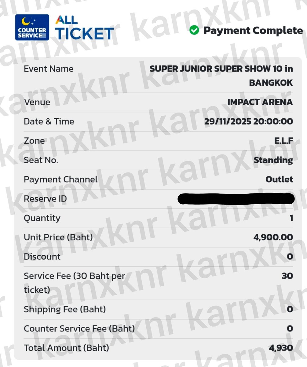 karnxknr's tweet image. [WTS] ขายบัตร #SUPERSHOW10inBKK ขายเพราะได้โซนที่อยากได้แล้วค่ะ

Date: Sat 29th Nov 2025
Zone: E.L.F. (Standing)
Queue: 66X 
Price: 4,930 THB

#SUPERSHOW #SUPERSHOW10
#20th_Anniversary_TOUR
#SS10inBKK