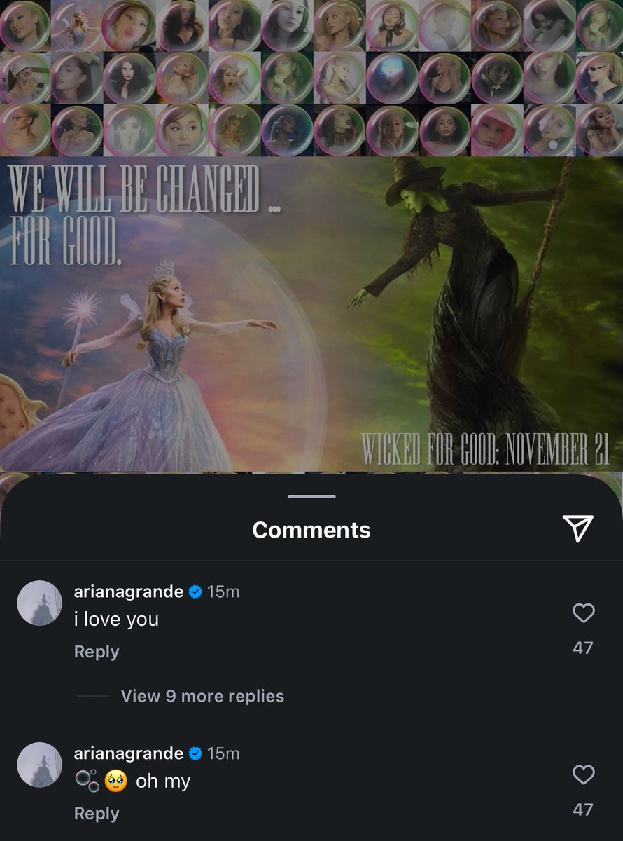 TheWickedSource's tweet image. Ariana Grande shows love for the bubble trend via Instagram.