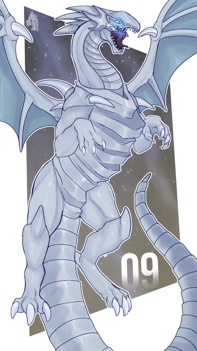 ZyriaArts's tweet photo. Dragontober day 9 - Blue-eyes white dragon! https://t.co/w8dRrYg8se