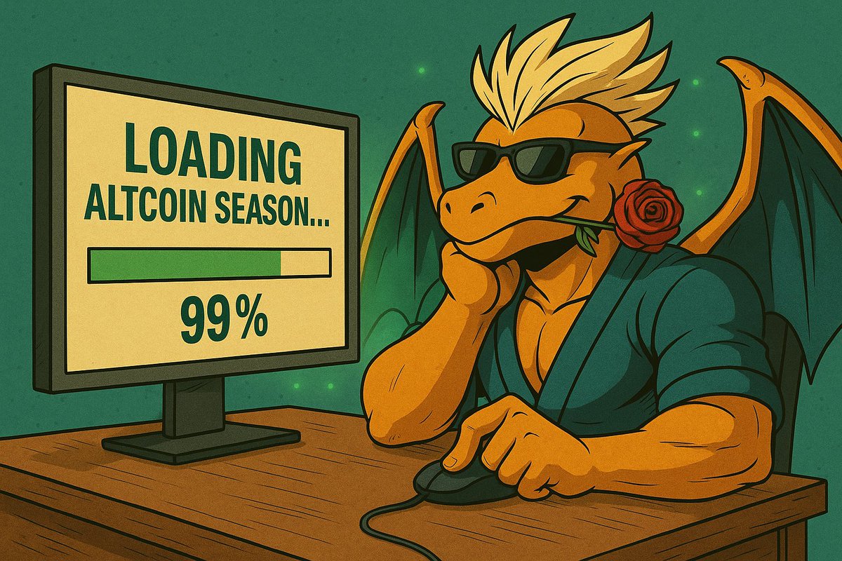 99% loaded… 💎

Chadrizard sits calm, confident, and unshaken, because when altcoin season hits 100%, the real ones won’t need to chase, they’ll already be in position. ⚡

Stay based. Stay ready. The green wave is almost here.