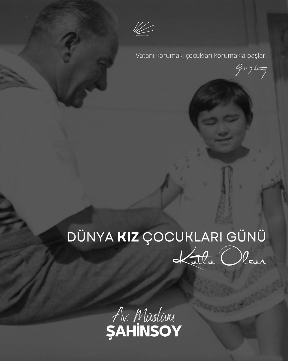Dünya Kız Çocukları Günü’nü kutluyor, geleceğimizin güçlü, özgüvenli ve mutlu bireyleri olan tüm kız çocuklarının yüzlerinden gülümsemenin eksik olmamasını diliyorum.

#DünyaKızÇocuklarıGünü