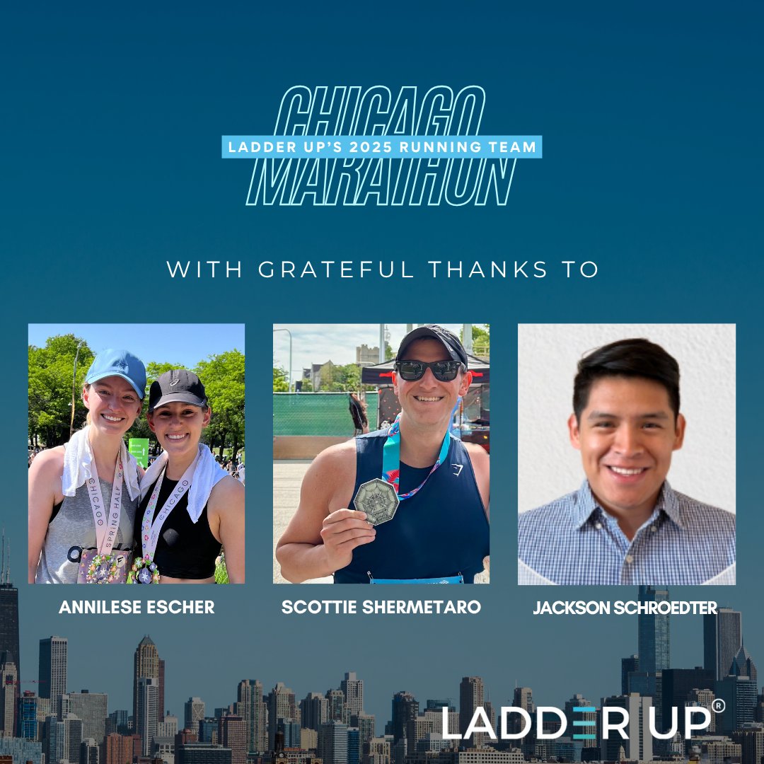 LadderUp's tweet image. To our amazing @ChiMarathon runners, we wish you the best of luck on Sunday! Thank you for supporting #LadderUp &amp;amp; taking on the 26.2 mile challenge. Let's cheer them on all the way to the finish line! 

Support our running team &amp;amp; learn more, visit tinyurl.com/LUChiMarathon25
