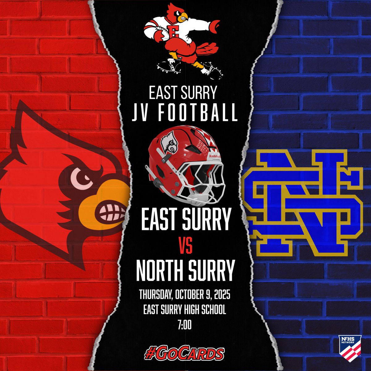 ES_Athletics's tweet photo. It’s game day! JV football hosts North Surry tonight at 7! #GoCards https://t.co/u3YffoLnmd