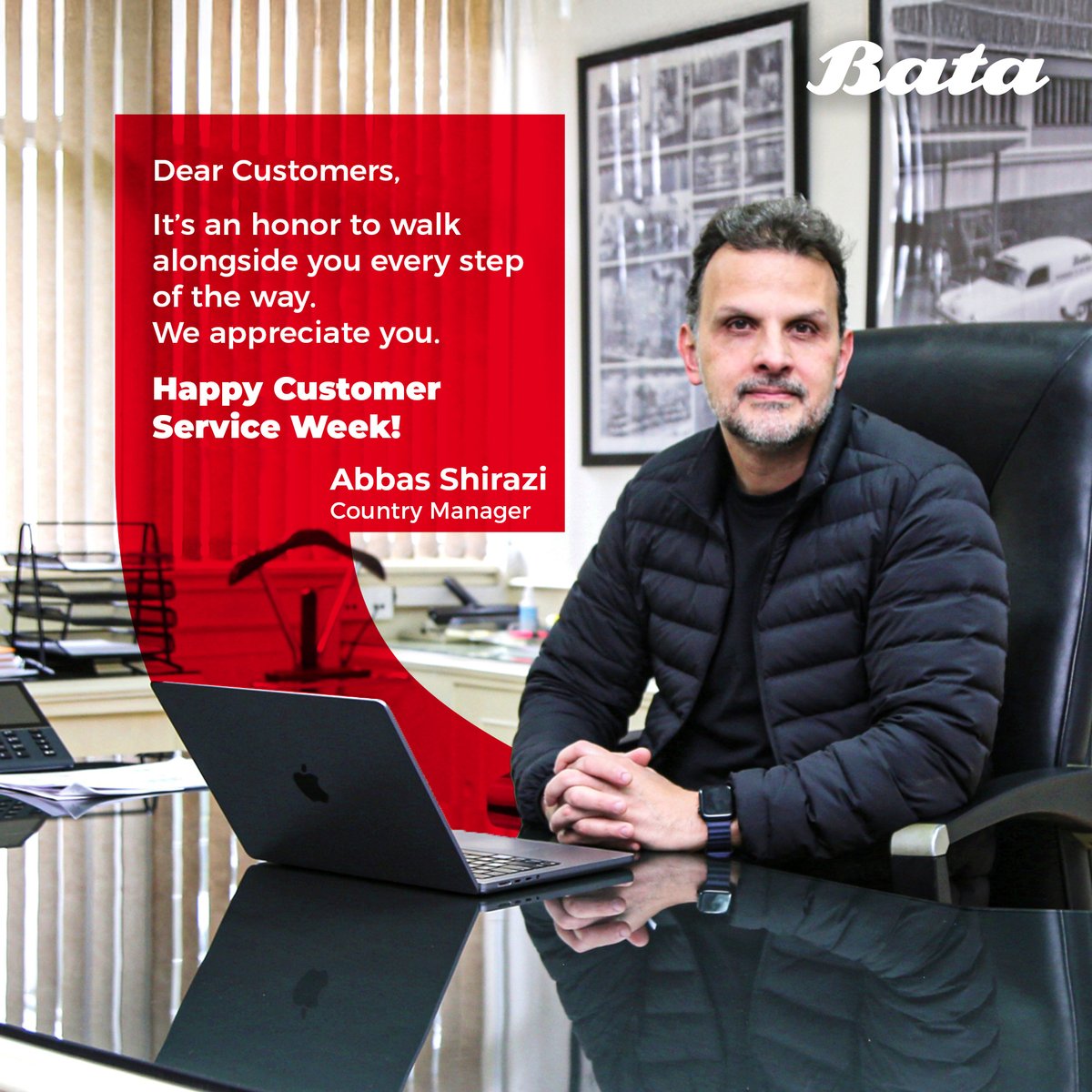 At Bata, we walk life's journey with you.
This Customer Service Week, I want to say thank you to every customer who chooses Bata, every team member who serves diligently, and every partner who keeps us moving forward. Here's to walking further together.