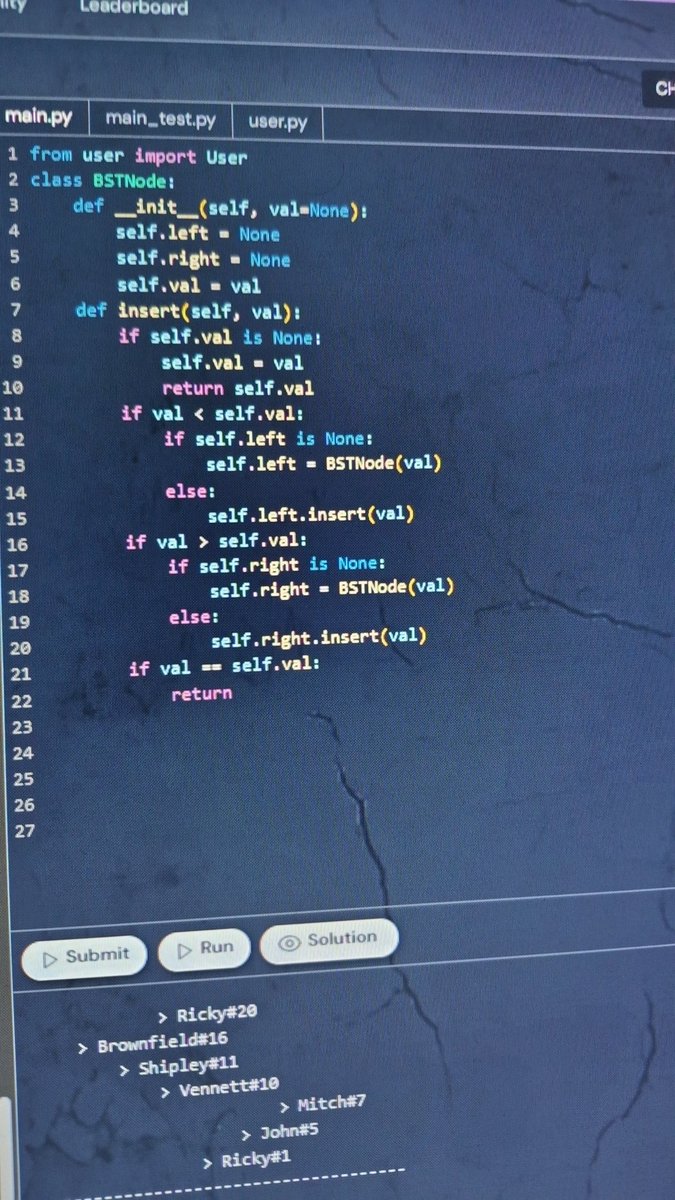 AverusMuto's tweet image. Bst. Learning data structures and algorithms on #bootdev