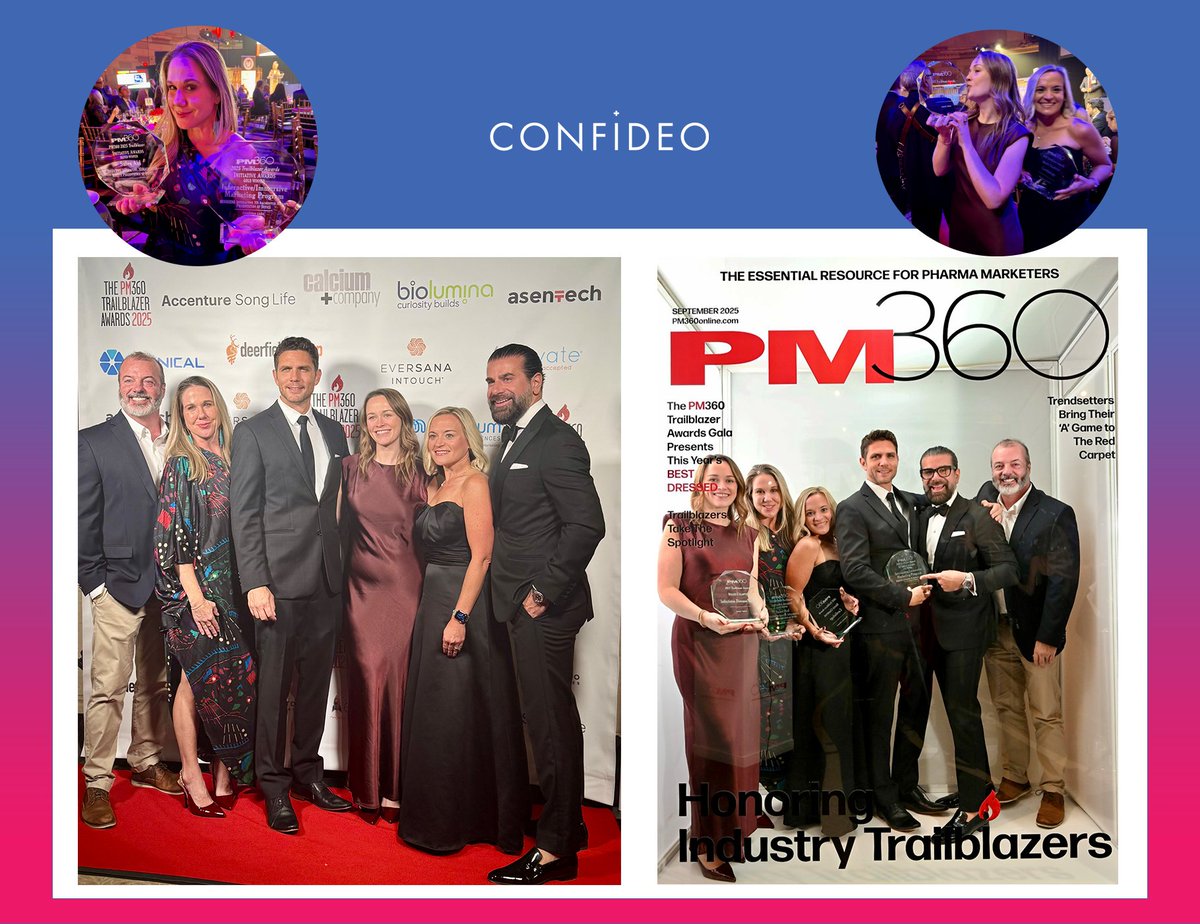 ConfideoLabs's tweet photo. Proud to report that @ConfideoLabs collected more hardware at the illustrious 2025 @PM360online Trailblazer Awards last week! 

We were thrilled to celebrate our clients, partners, colleagues, and friends who passionately raise the creative bar to advance the impact of critical medical communications. 

🏆 Confideo Labs :: BEST INTERACTIVE / IMMERSIVE MARKETING PROGRAM -|- for Moderna // Interactive 3D AR Presentation

🏆 Confideo Labs :: BEST SALES AID -|- for Moderna // Interactive 3D AR Presentation

🌟 BRAND CHAMPION :: Cheyenne Steward // Cardiology 

🌟 BRAND CHAMPION :: Cassie Fuhro // Infectious Disease / Vaccine 

🙌 Thank you again, PM360 Magazine, and our amazing clients; we are honored, humbled, and inspired to KEEP PUSHING 🚀 

#AugmentedReality, #VirtualReality, #ImmersiveHealthcareMedia, #PM360TrailblazerAwards, #PharmaMarketing, #ConfideoLabs