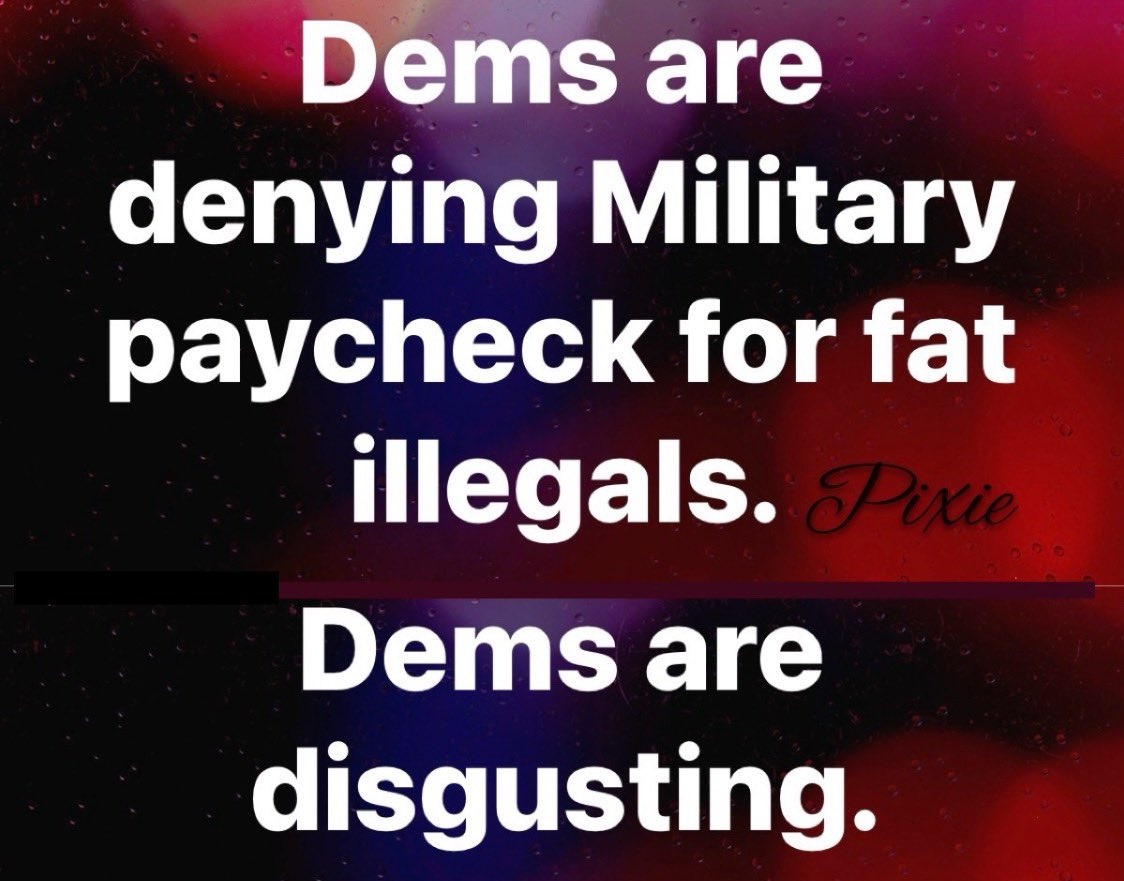 Dems are denying paychecks to the Military who live paycheck to paycheck &amp; depend on healthcare for their children while the Military serves bravely to protect our nation.