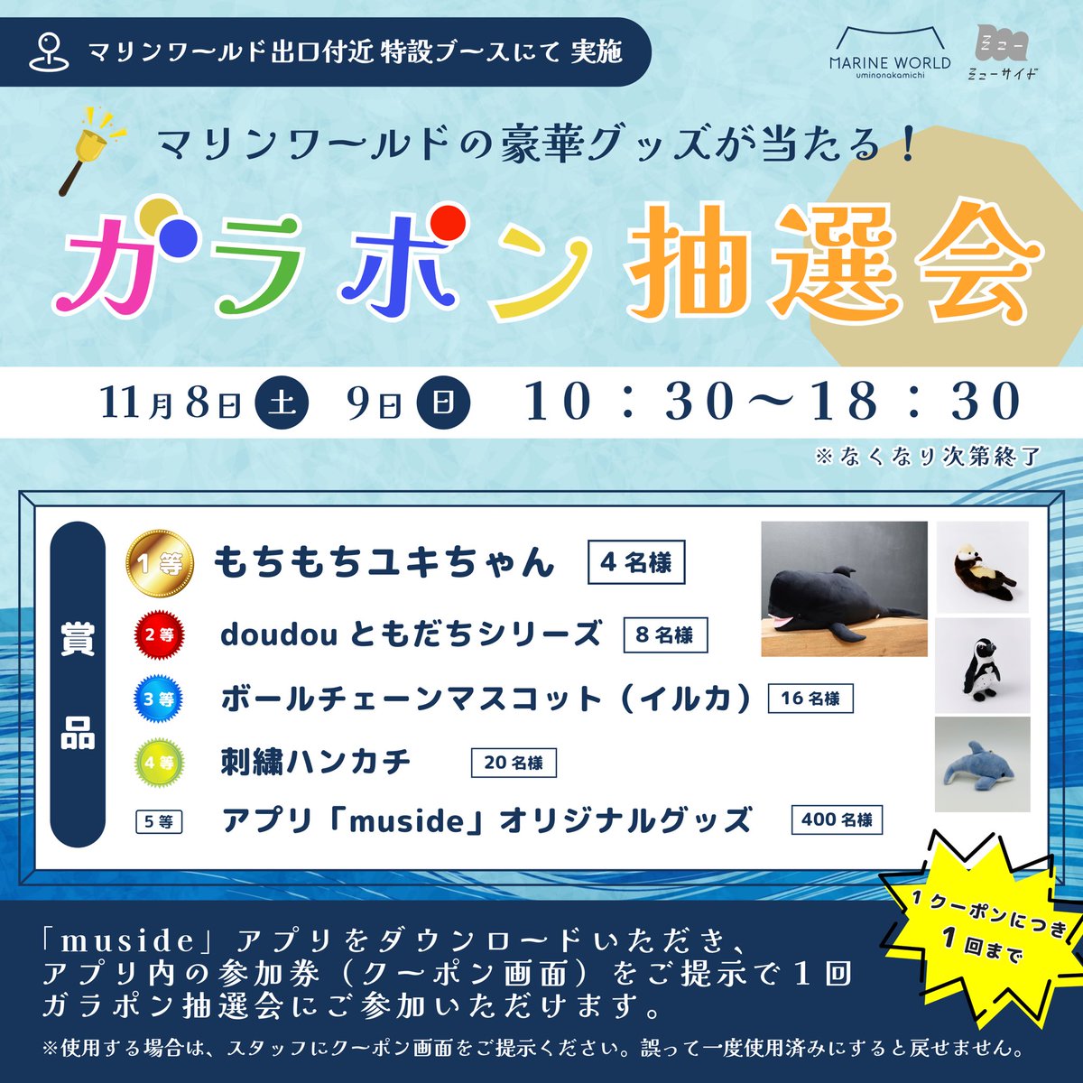 ✨️LIVE Information✨️

#マリンワールド海の中道 にて開催
／
大人気イベント！ #秋の感謝祭🍁
にて歌わせていただきます🎤
＼
開催日時: 11/8 ,9
場所:イルカプール前ステージ🐬

私は8日(土) 13:25~13:45の予定です

※マリンワールド海の中道の入館料が必要となります。

是非お越し下さい🎶