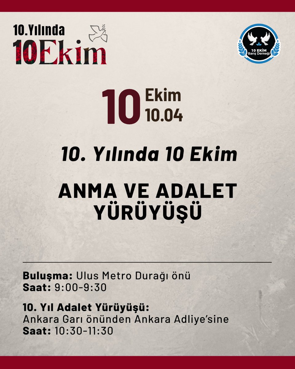 10EkimDER's tweet photo. #10Ekim10Yıl #BarışaUçanKanatlar #104BarışGüvercini
#10EkimAnkaraKatliamı #SaatOnSıfırDört
#Ankara https://t.co/Vf46gs52p5