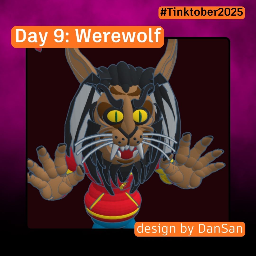 tinkercad's tweet image. #Tinktober Day 9 : Werewolf🐺 🌕 

tinkercad.com/challenges/dmF… 

#Tinktober2025 #HalloweenDesigns #MadeWithTinkercad
