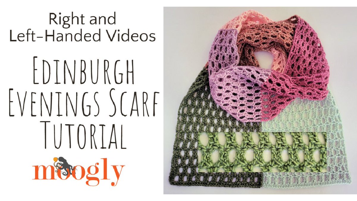 mooglyblog's tweet image. Learn to crochet a unique new stitch pattern as you make your very own Edinburgh Evenings Scarf! This linked mesh stitch is mesmerizing to crochet - and now easier with right and left-handed video tutorials! 😍 mooglyblog.com/edinburgh-even… #crochet #learntocrochet