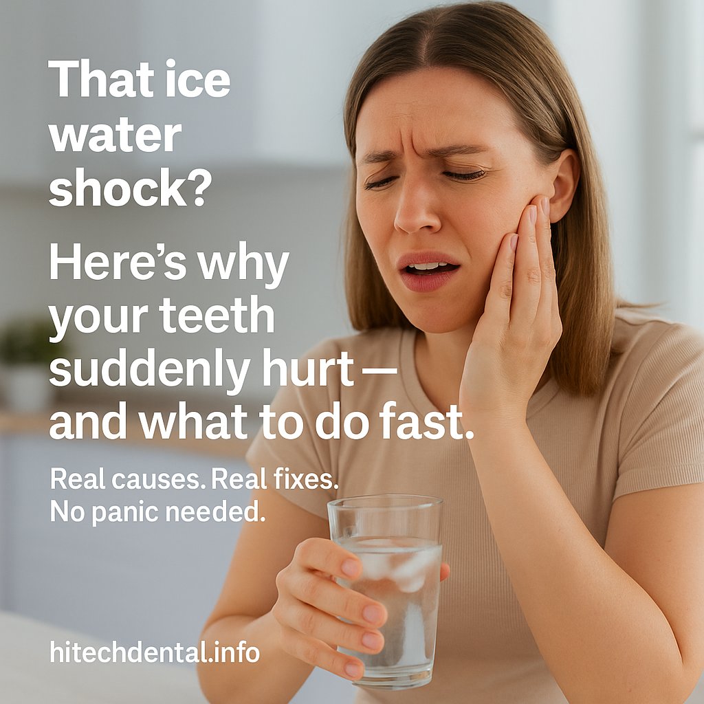 HTdental_info's tweet image. 🥶 That ice water shock?
Here’s why your teeth suddenly hurt — and what to do fast 💙
🦷 Read more → hitechdental.info/why-are-my-tee…
#ToothSensitivity #SensitiveTeeth #DentalCare #OralHealth #HiTechDental