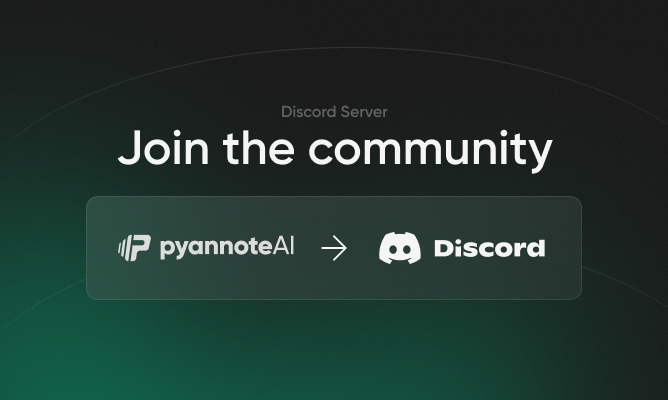pyannoteAI's tweet image. 🎙️ We’re launching the official pyannoteAI Community Discord

A place for developers, researchers, and Voice AI enthusiasts to:

✔ Get support &amp;amp; share knowledge
✔ Showcase projects &amp;amp; learn from each other
✔ Discuss trends shaping the Voice AI ecosystem

discord.gg/vux8UH9QmV